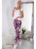 Amaranth sports leggings with patterns H1001 - Online store - Boutique